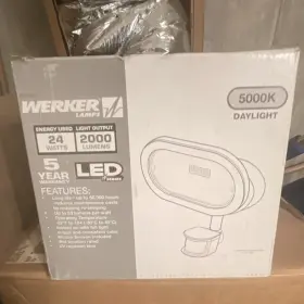 Fqx11921 Werker Led Flood Light 24w 2000lm 5000k Daylight Motion Sensor Wet Rated Outdoor