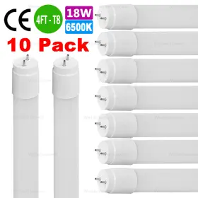 T8-18w Westernpowers 10 Pack 18w T8 Led Light 4ft Fluorescent Bulb Bright White Milky Lens