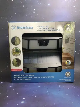 990291233 Westinghouse New 1200 Lumen Solar Motion Activated Pre-linked Wall Lights 2 Pack