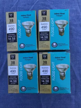 168871 Westpoint Set 4 New 38 Watt Indoor Flood Halogen Lightbulbs 490 Lumens Par 20