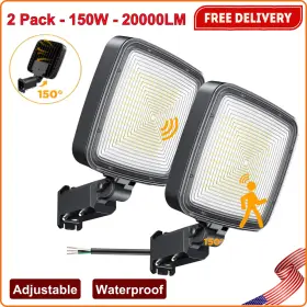601-18 Willgotop 150w Motion Sensor Flood Light 20000lm Dusk To Dawn Led Barn Security 2pk