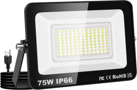 Willpower 313035911969 Outdoor Led Floodlights 75w 7500lm Flood Lights With Plug Securi