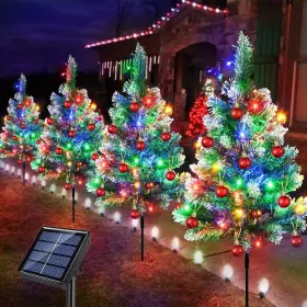 Smt091 Windpnn Upgraded 4-packs Solar Christmas Tree Pathway Multicolor Chrismtas