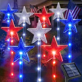 Smt105 Windpnn Upgraded 9-pack Solar 4th Of July Decorations Outdoor Red White And Blue