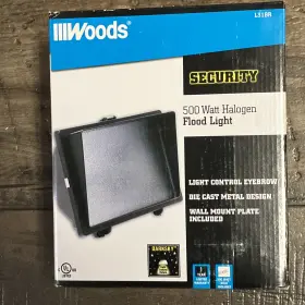 L31br Woods 090529601079 Brown 500 Watt Security Light Halogen Glass Floodl Home