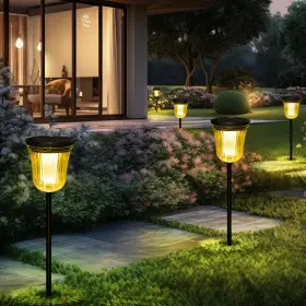 Wtgegf 689884110731 Solar Pathway Lights Outdoor 1 Pack-200 Lumen Black