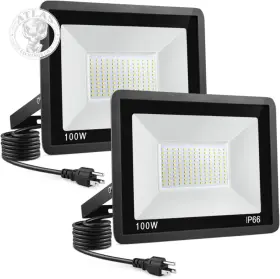 100w Wulifun 744759860125 Led Flood Light Outdoor 2pack 10000lm Super Bright Ip66 Waterproof Outsid