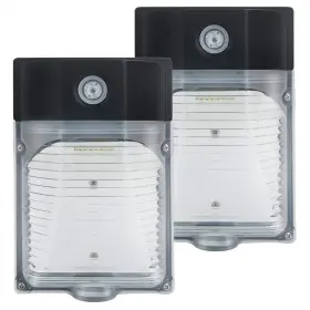 30w-2pc Wyzm 100-watt Equivalent Integrated Led Black Outdoor Wall Pack Light 4000 Lumens To