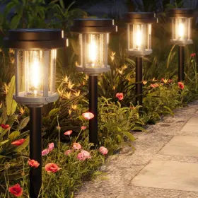 Hw-6181k Xmcosy Solar Pathway Lights Outdoor Garden 6 Packs Black And Grey