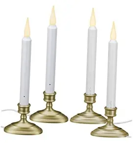 Vt-1670p-4 Xodus Innovations Led Electric Window Candles With Sensor Dusk To Dawn Warm White 4 Pewter