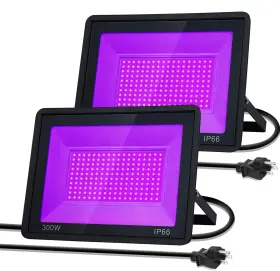 300w Yaaluoney 445047353390 2 Pack Led Black Light Outdoor Blacklight Flood With Plug Ip66