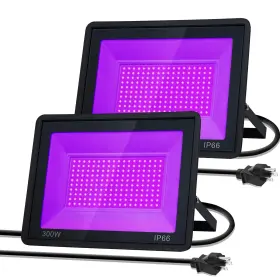 300w Yaaluoney 669416976226 2 Pack Led Black Light Outdoor Blacklight Flood With Plug Ip66 W