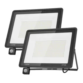 Yaaluoney 726208091595 150w Motion Sensor Flood Lights Outdoor 2 Pack Induction Led Ip66 Wa
