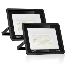100w Yaaluoney 726208091618 2 Pack Led Flood Light Outdoor Ip66 Waterproof Exterior Security Lights