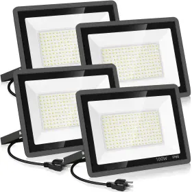 100w-tg-xpg-a-4 Yanycn 4 Pack 100w Led Flood Light Super Bright Exterior Security Lights With Plug I