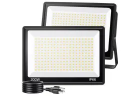 Tgd200w-2-5000k-gpe Yayit 200w Led Outdoor 2 Pack Flood Lights With 6ft Plug 24000 Lumen Bright Security