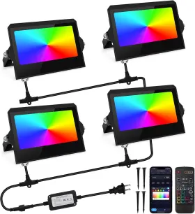 300w Yayza 313096172170 Led Flood Lights Outdoor 36w Equivalent 3000 Lm Rgb Color Changing