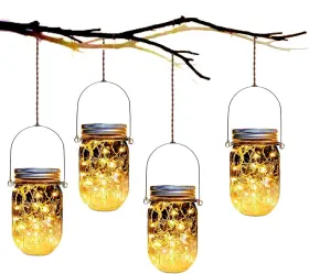 Yitee 600231607780 Solar Fairy Jar Lights 4 Pack 30 Led Pack-30 Leds And Hanger Included