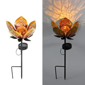 Tfy06 Ymtengfei Solar Lights Outdoor Garden Decor Led Lotus Flower Lamp Metal Gold