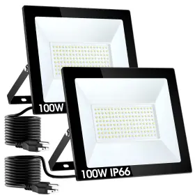 Fb28503 Yolovis Flood Lights Outdoor With Plug 100w 10000lm Super Bright Led Work Light Ip66
