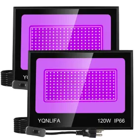 Yqnlifa 761325277101 120w Led Black Lights Blacklight Flood Light For Halloween Decorations Ip66