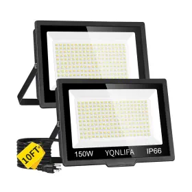 Ylf-150w-5000k-2 Yqnlifa 150w Led Flood Lights Outdoor With 10ft Power Cord 18000lm 5000k White