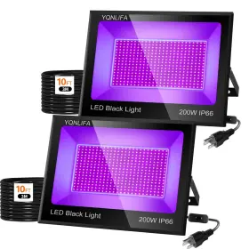 Ylf-fg200-uv-usa Yqnlifa 200w Waterproof Led Black Lights 2 Pack Flood Light With Plug And 10ft Cable