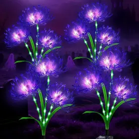 Ll-bah-zs-4p Yulloyello Halloween Solar Lights Outdoor Purple Spider Lily Flowers 4 4pack