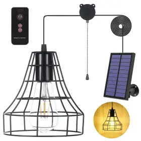 Yumamei 710877244628 Solar Pendant Lights Powered Shed Light With Pull Cord And Remote For