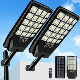 Jx188-2 Yusist 2 Pack Solar Street Lights Outdoor Waterproof 6500k 20000lm Wide Angle