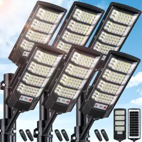Tl-155-6 Yusist 6 Pack Solar Street Lights Outdoor Waterproof 6500k Led Black