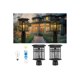 20068-p-2 Zeyu 2 Pack Solar Exterior Post Lamp Light 12 Inch Dusk To Dawn Outdoor