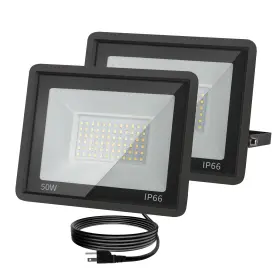 B0d627cznx Zhpingmx 50w Led Flood Light Outdoor 5000lm Super Bright Ip66 Waterproof 2-pack