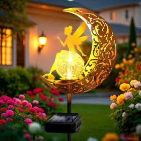 Znycye 760053964833 Garden Solar Lights Outdoor Decorative Moon Fairy Stake Warm White