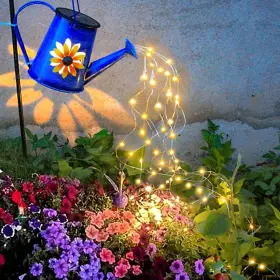 Zyl-a01 Zyliwoo Blue Solar Watering Can With Light Powered Waterfall Lights 1 Pack