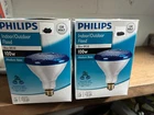 New 2-PACK Lot Philips 100 Watt 120V Blue Indoor Outdoor Flood Light Bulb BR38. Price: $34.77.
