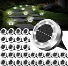 32 Pack Mini Solar Ground Lights - Waterproof Stainless Steel Garden Discs New. Price: $90.99.