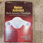 Motion Sensor Twin Security Flood Light, White Finish, Hardwired Outdoor 150W New. Price: $14.00.