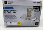 Commercial Electric Dusk Dawn White Outdoor Twin Head Led Flood Light Open. Price: $36.99.