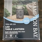 Hampton Bay Solar Led Dusk-to-dawn Table Lantern, Black/stainless Steel 10.7" New. Price: $19.99.