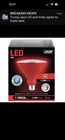 Feit Electric PAR38R10KLED/BX 120V 5W 1400 Lumens Red Light Bulb New. Price: $18.44.