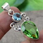Peridot Topaz, Blue Gemstone 925 Sterling Silver Handmade Pendant BZ-87 New. Price: $18.40.