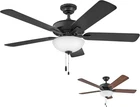Metro 52" Led Indoor Dual Mount Ceiling Fan With Light, Traditional Style, Rever New. Price: $223.99.