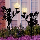 Ouddy 2 Pack Solar Fairy Garden Decor, Metal Statues With Large, Black New. Price: $35.94.