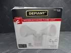 Defiant 180 Degree White Motion Sensor Wired Outdoor 2-HEAD Security Flood Light Open. Price: $18.99.