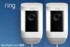 2 Pack Ring Spotlight Pro Wi-fi Wired Plug-in Outdoor Security Camera White New. Price: $279.99.