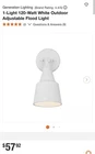 Generation Lighting 1-LIGHT 120-WATT White Outdoor Adjustable Flood New. Price: $14.99.