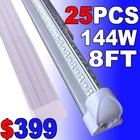 25 Pcs Led Shop Light 8FT 144W Ceiling Fixture 6500K Super Bright White 18000LM New. Price: $399.00.