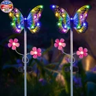 Outdoor Solar Garden Lights - 2 Pack Metal Butterfly Decorative Colorfu New. Price: $39.99.