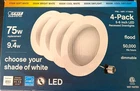 Feit Electric Led Recessed Downlight 4-PACK Color Choice Dimmable 75W Open. Price: $19.99.